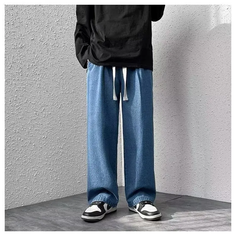Men's Loose Wide Leg Blue Jeans Spring Casual Pants — feature 12