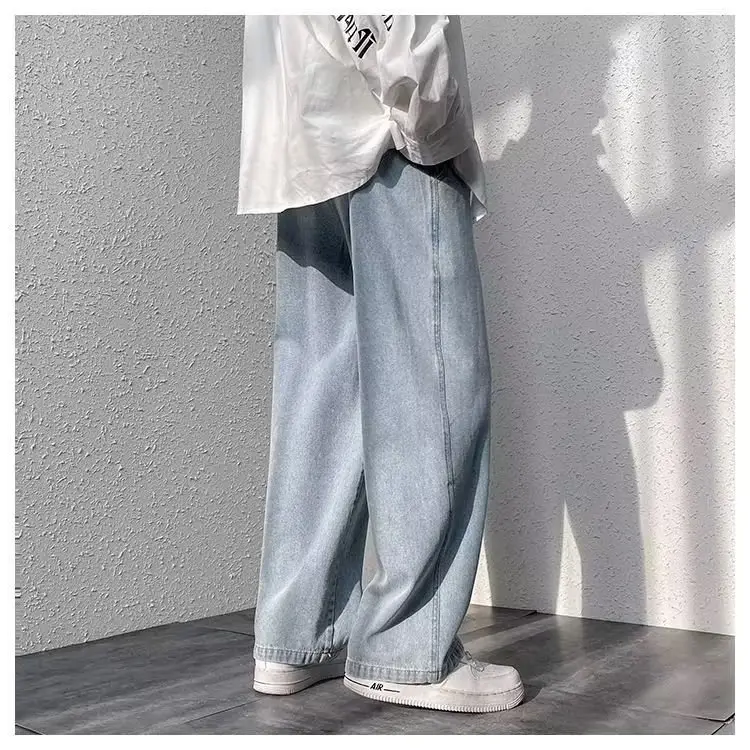 Men's Loose Wide Leg Blue Jeans Spring Casual Pants — feature 13