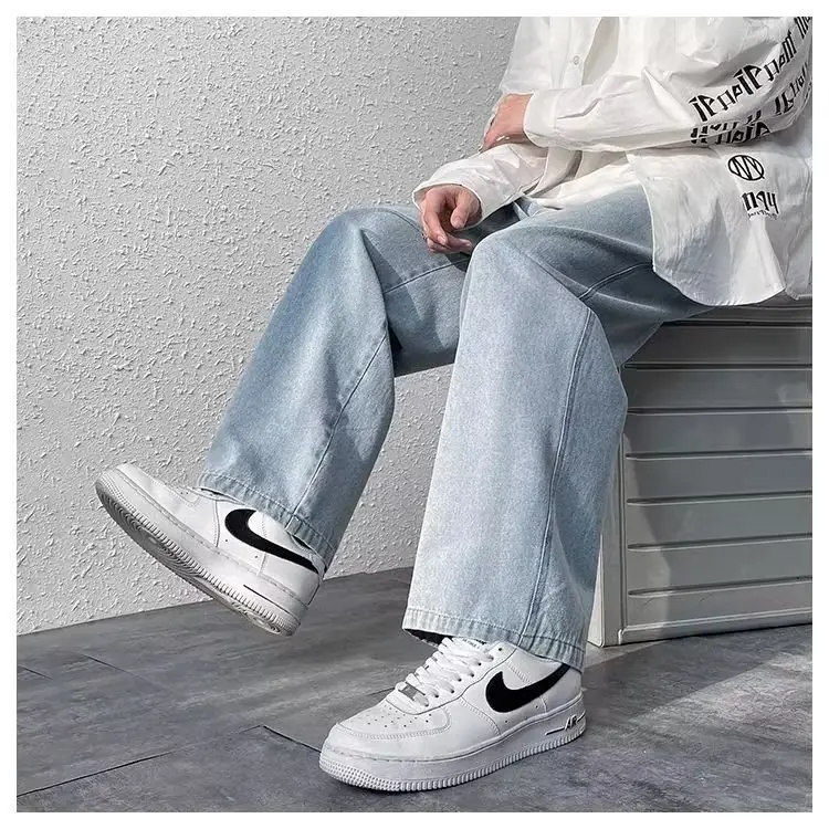 Men's Loose Wide Leg Blue Jeans Spring Casual Pants — feature 16