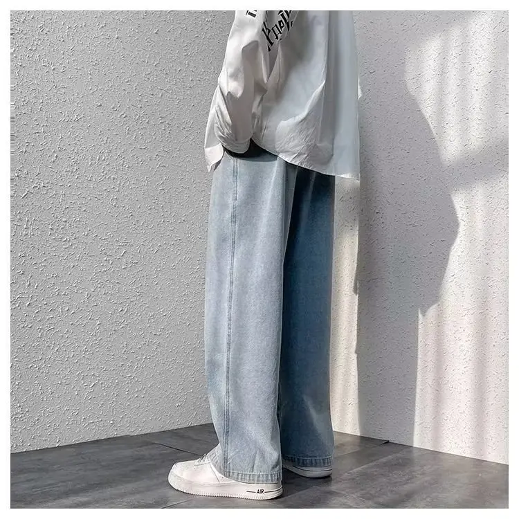 Men's Loose Wide Leg Blue Jeans Spring Casual Pants — feature 17