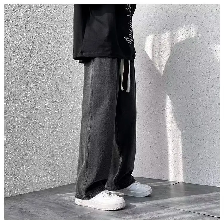 Men's Loose Wide Leg Blue Jeans Spring Casual Pants — feature 19