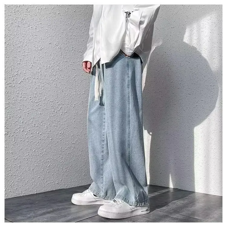 Men's Loose Wide Leg Blue Jeans Spring Casual Pants — feature 8