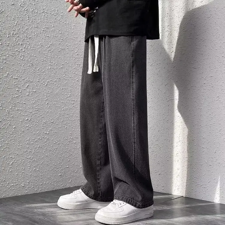 Men's Loose Wide Leg Blue Jeans Spring Casual Pants — feature 9