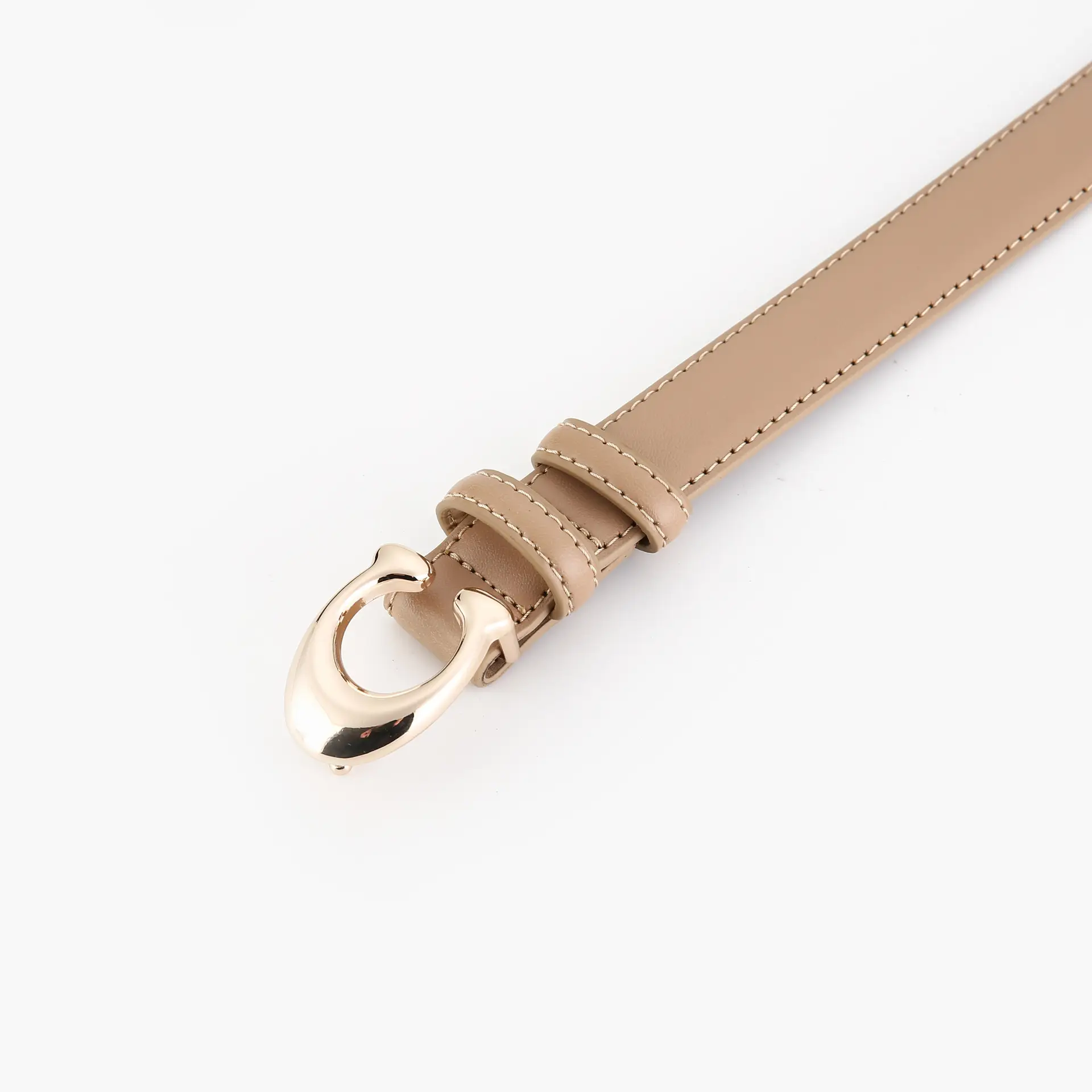 Women's Brown Leather Belt with Gold Buckle - Image 9