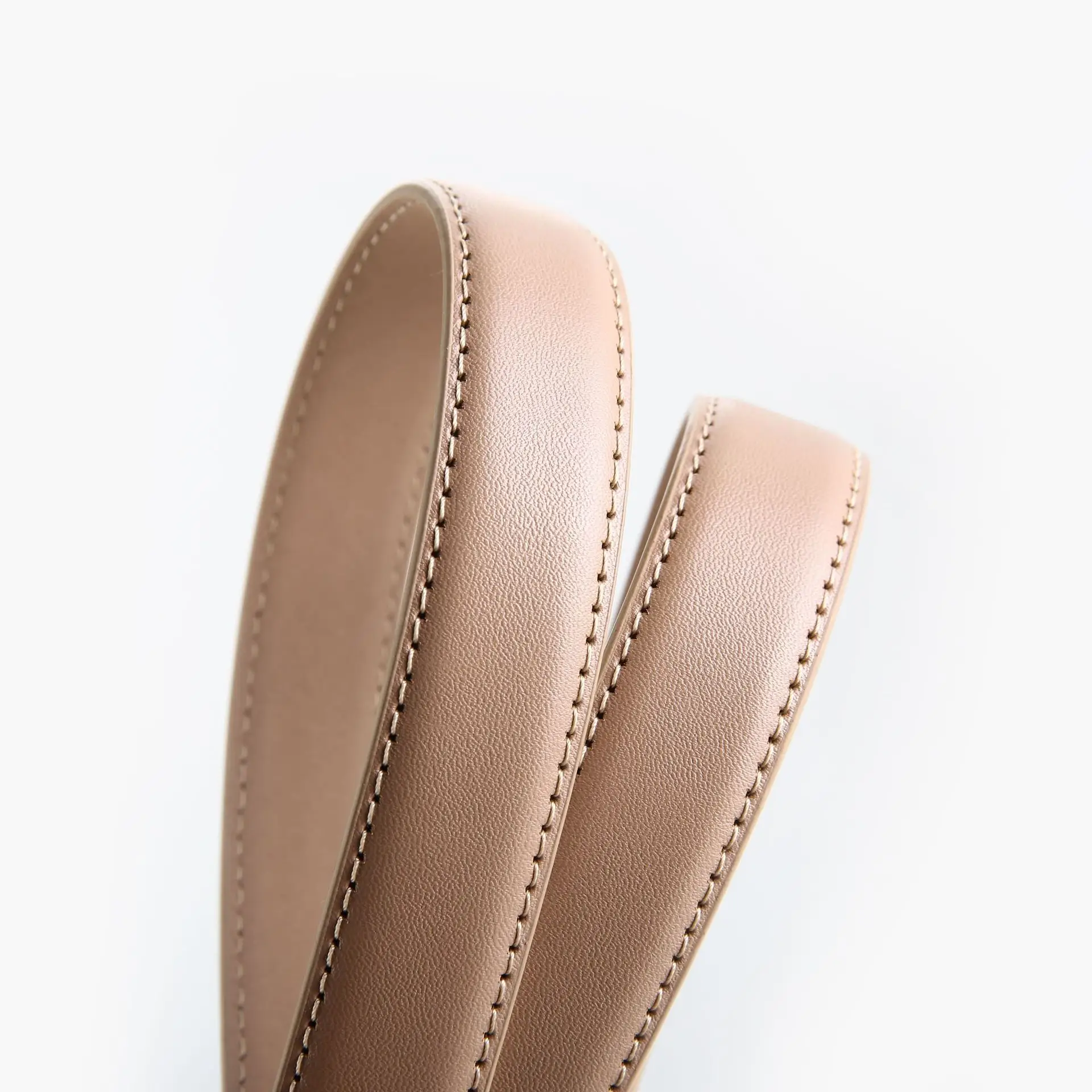 Women's Brown Leather Belt with Gold Buckle - Image 10