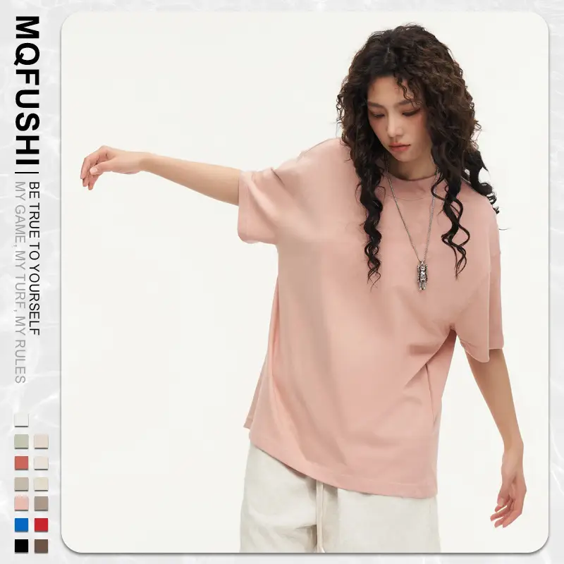 Red T-Shirt 32S Pure Cotton High Neck Loose Fit - Image 16
