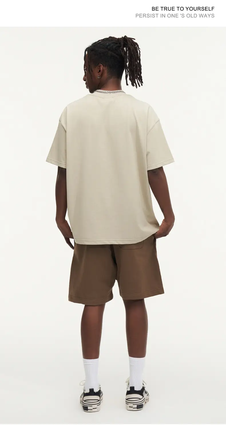 Red T-Shirt 32S Pure Cotton High Neck Loose Fit — feature 29