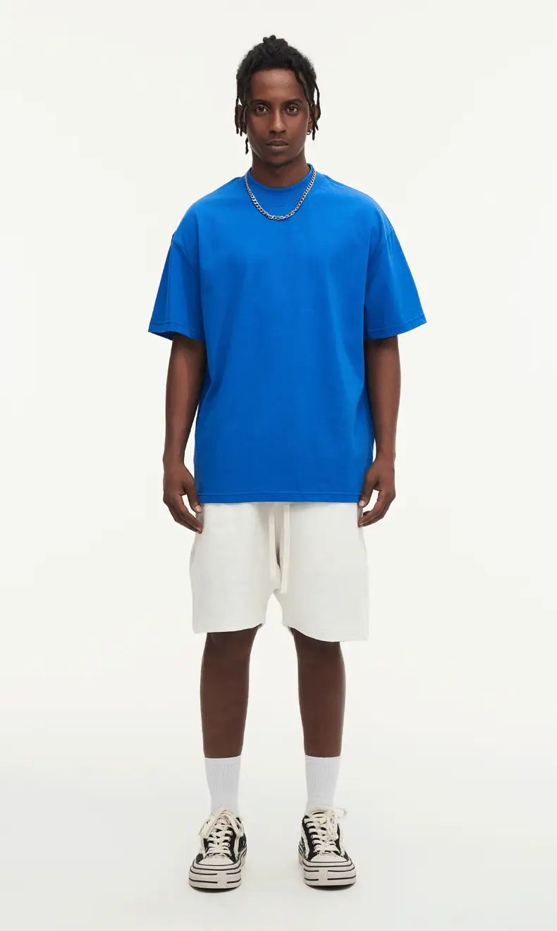 Red T-Shirt 32S Pure Cotton High Neck Loose Fit — feature 37