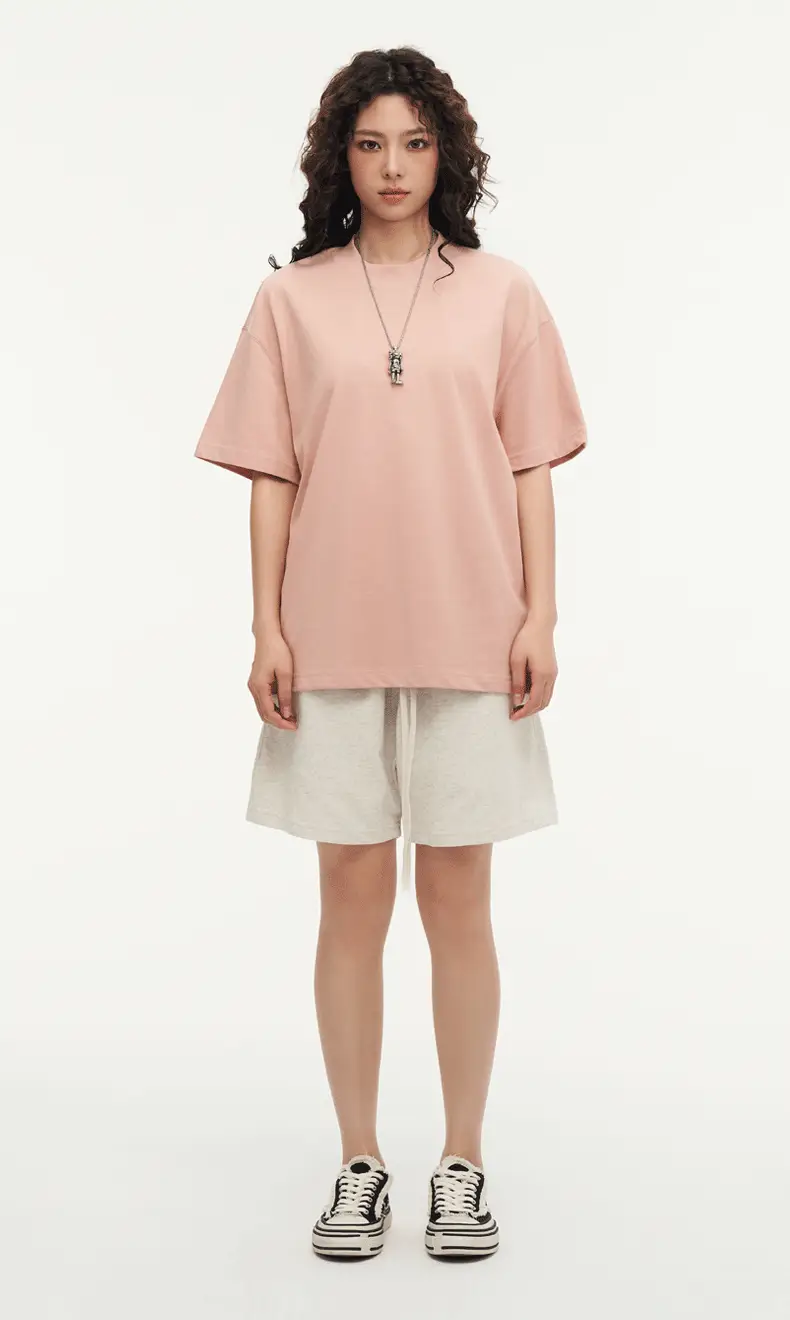 Red T-Shirt 32S Pure Cotton High Neck Loose Fit — feature 44