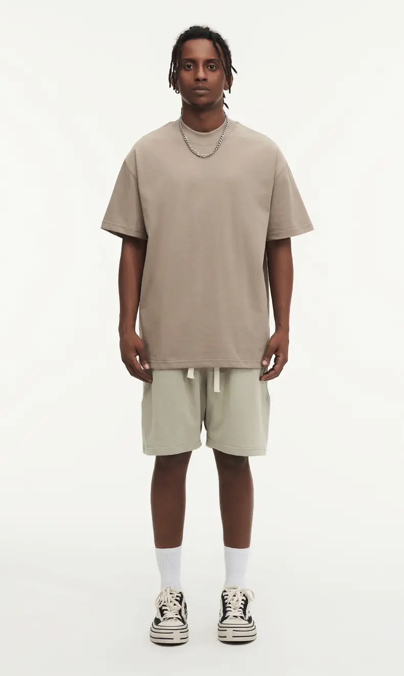 Red T-Shirt 32S Pure Cotton High Neck Loose Fit — feature 45