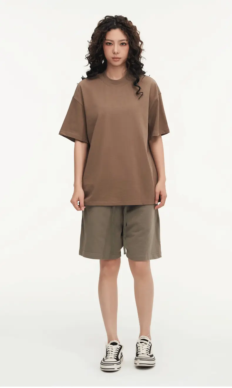Red T-Shirt 32S Pure Cotton High Neck Loose Fit — feature 46