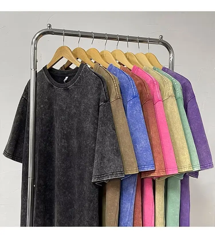 Washed Purple Cotton T-Shirt Men Loose Fit — feature 11