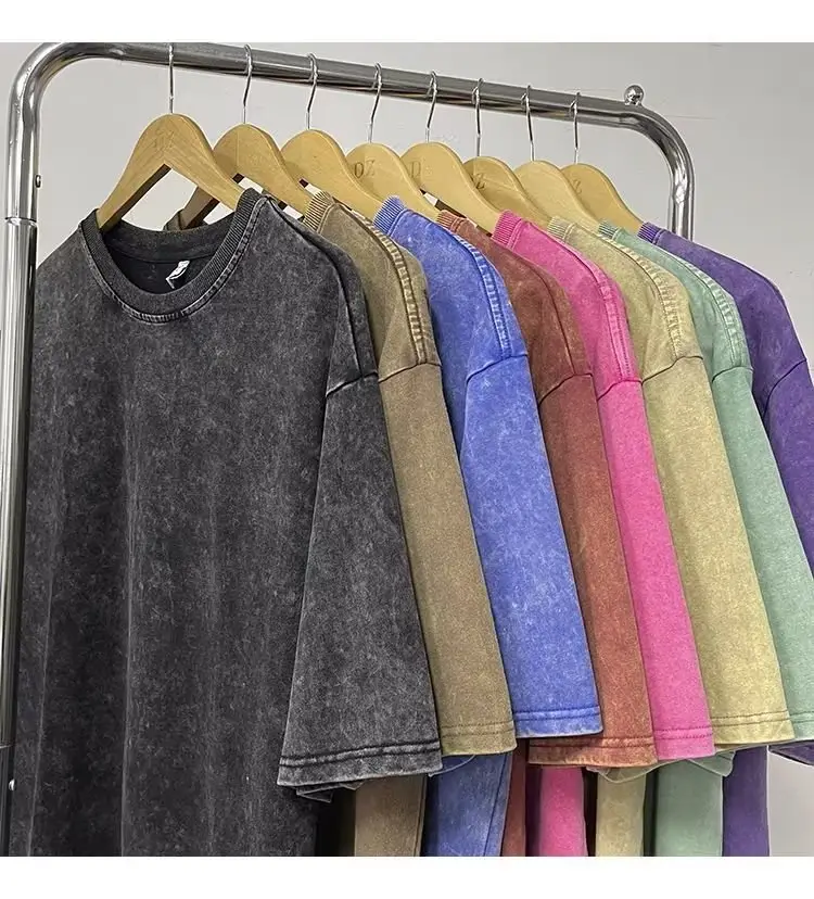 Washed Purple Cotton T-Shirt Men Loose Fit — feature 17
