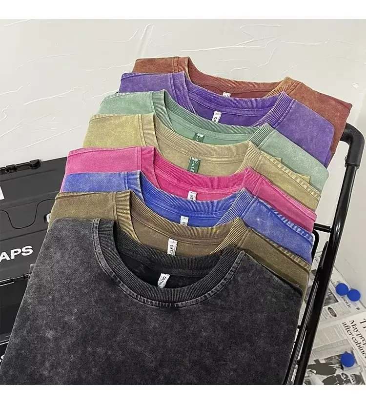 Washed Purple Cotton T-Shirt Men Loose Fit — feature 18