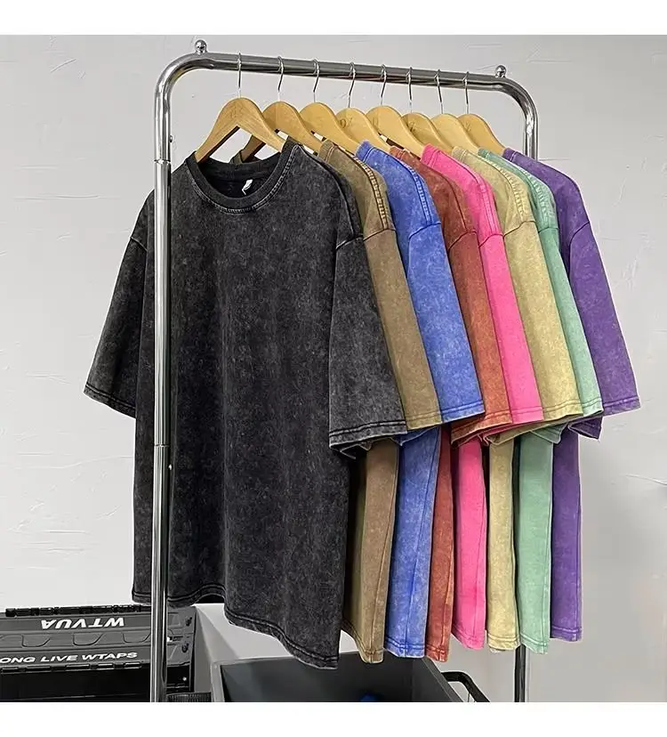 Washed Purple Cotton T-Shirt Men Loose Fit — feature 3