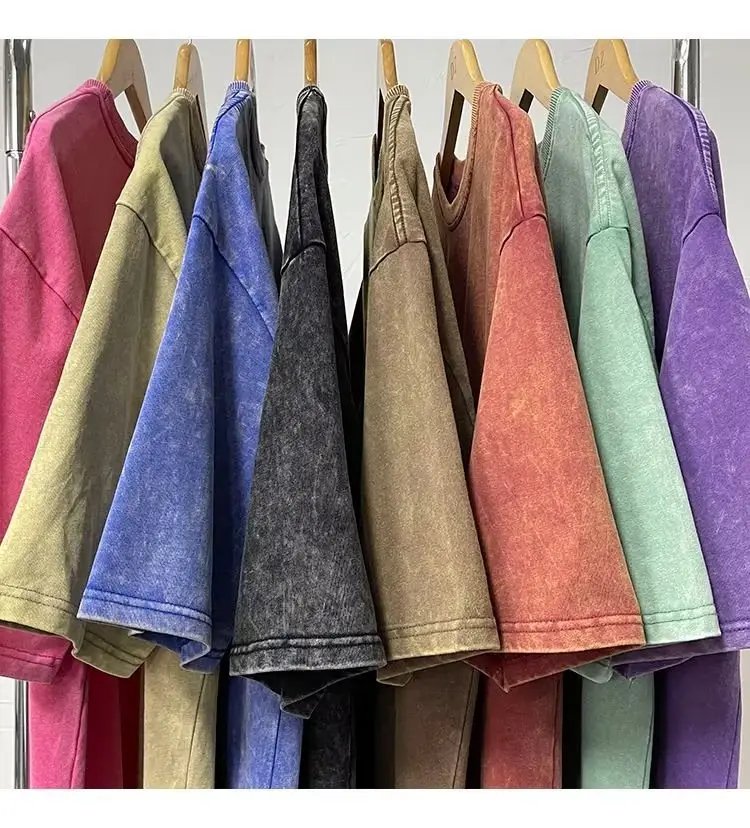 Washed Purple Cotton T-Shirt Men Loose Fit — feature 4