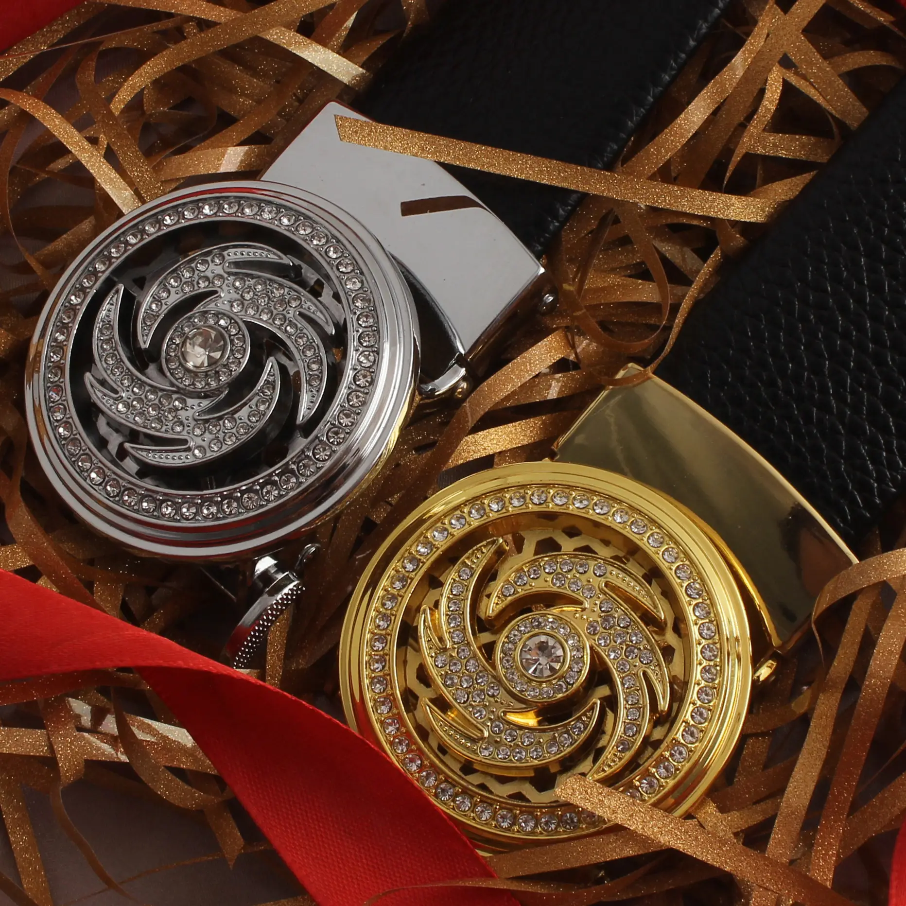 Men's Black Leather Belt with Mechanical Buckle β feature 10
