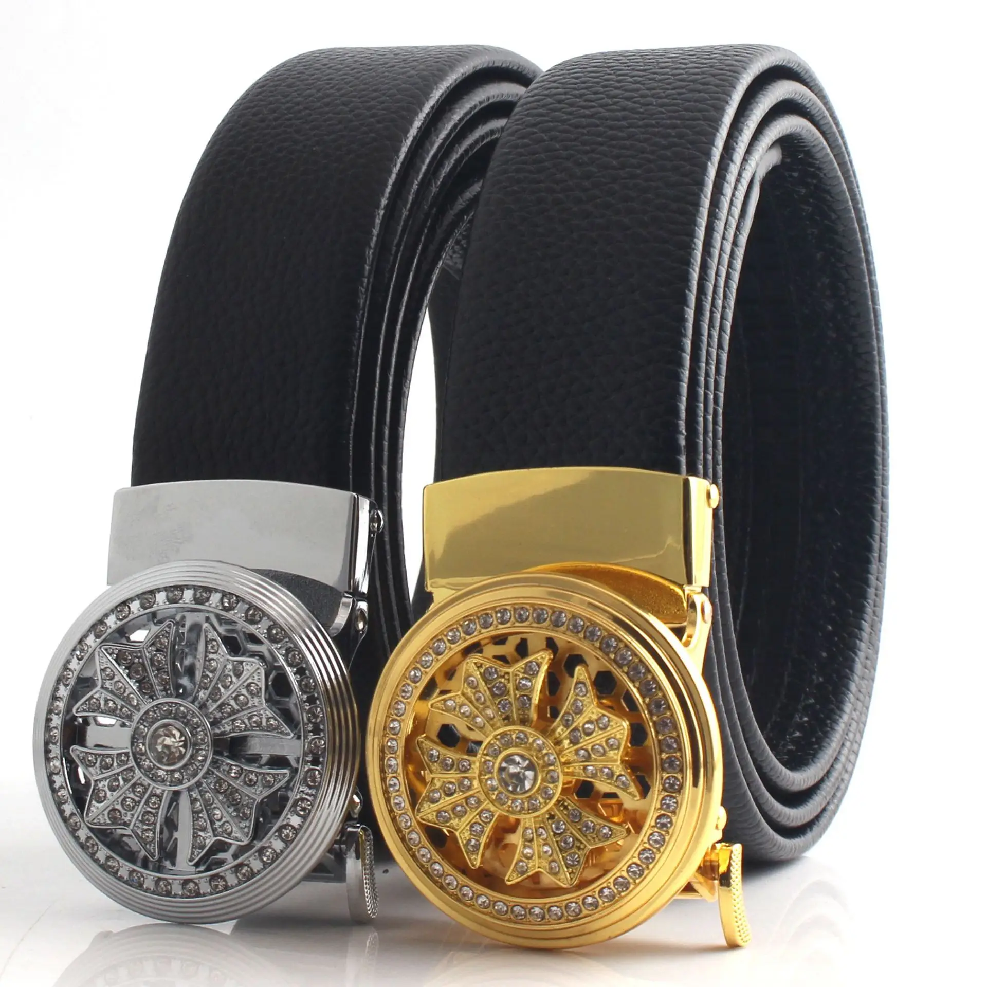 Men's Black Leather Belt with Mechanical Buckle β feature 9
