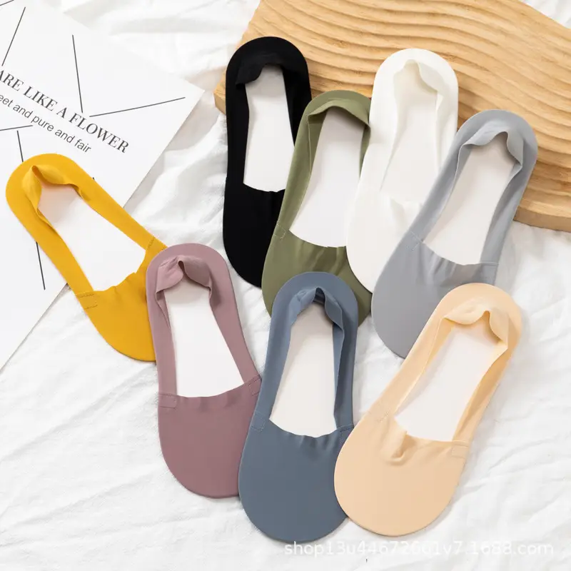Boat socks women's summer ultra-thin invisible pure cotton bottom silicone non-slip heel shallow ice silk socks women's socks