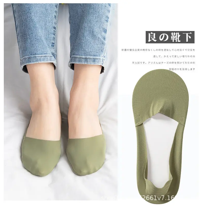 Boat socks women's summer ultra-thin invisible pure cotton bottom silicone non-slip heel shallow ice silk socks women's socks — feature 10
