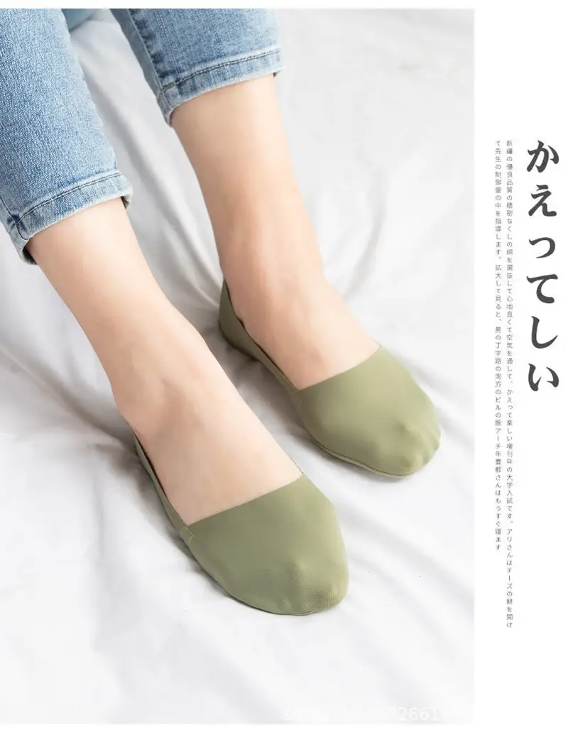Boat socks women's summer ultra-thin invisible pure cotton bottom silicone non-slip heel shallow ice silk socks women's socks — feature 13