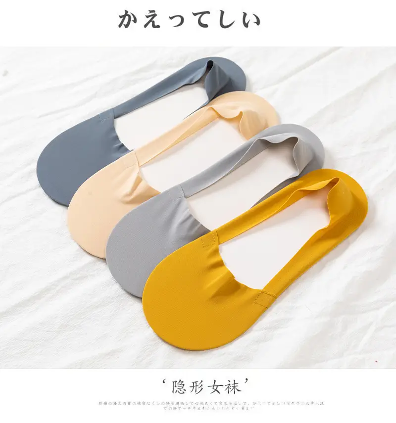 Boat socks women's summer ultra-thin invisible pure cotton bottom silicone non-slip heel shallow ice silk socks women's socks — feature 14