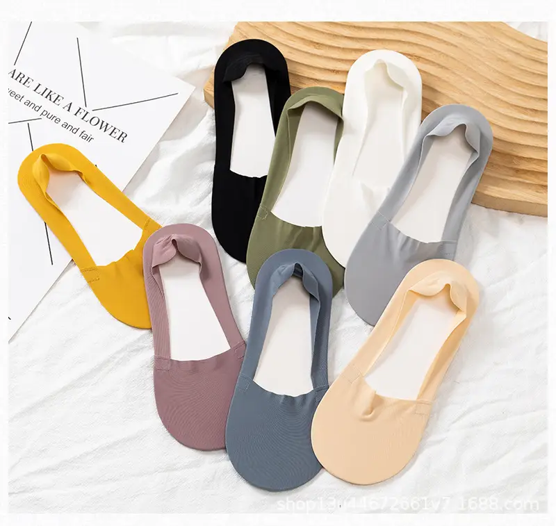 Boat socks women's summer ultra-thin invisible pure cotton bottom silicone non-slip heel shallow ice silk socks women's socks — feature 4