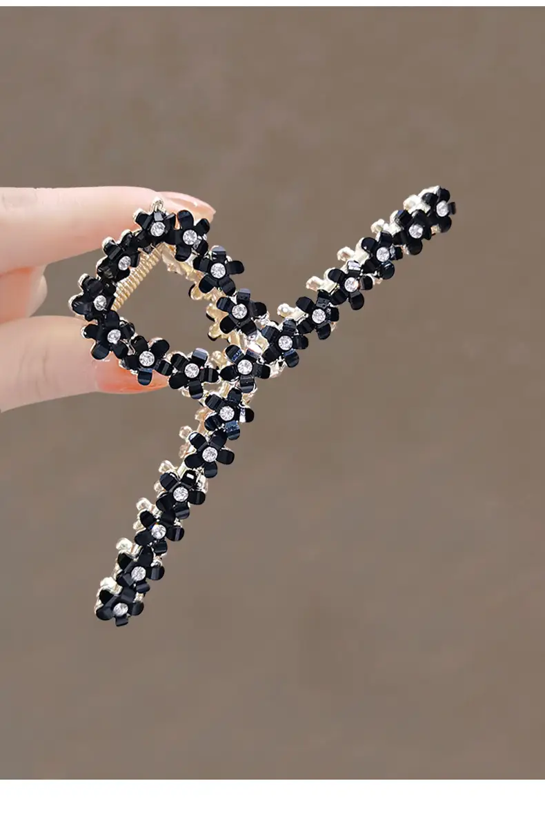 Korean Style Black Garnet Hair Clip Large Size — feature 10