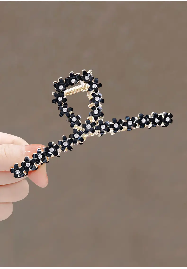 Korean Style Black Garnet Hair Clip Large Size — feature 4