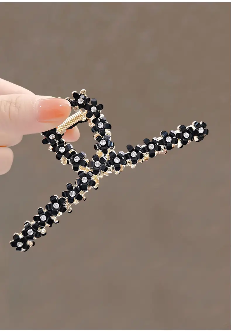 Korean Style Black Garnet Hair Clip Large Size — feature 6