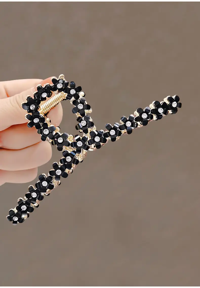 Korean Style Black Garnet Hair Clip Large Size — feature 8
