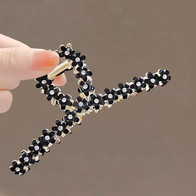 Korean Style Black Garnet Hair Clip Large Size