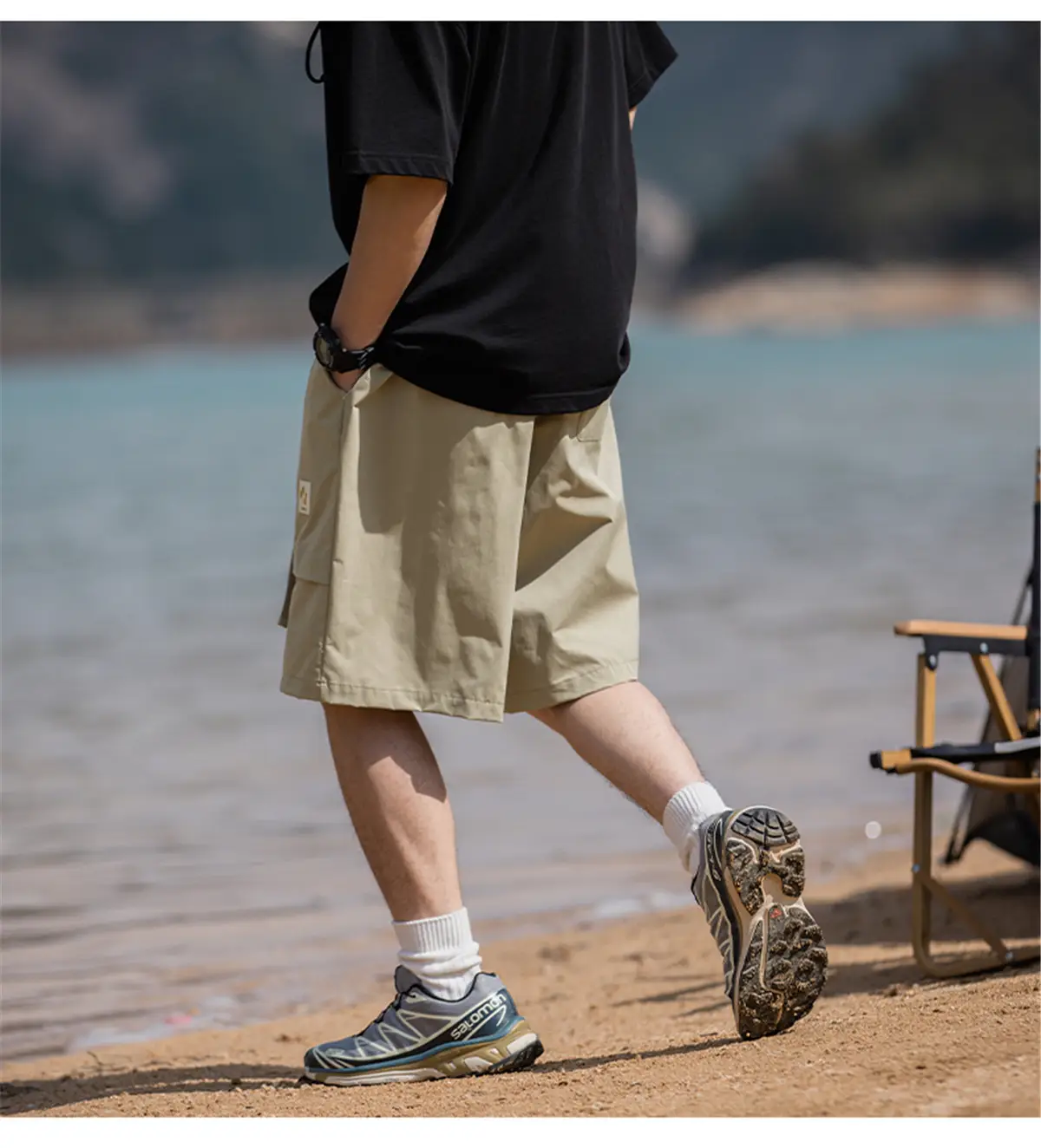 Korean Lu Men's Beige Belt Shorts Summer New — feature 11