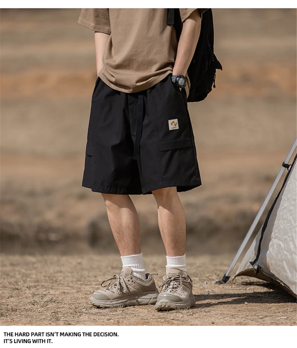 Korean Lu Men's Beige Belt Shorts Summer New — feature 15