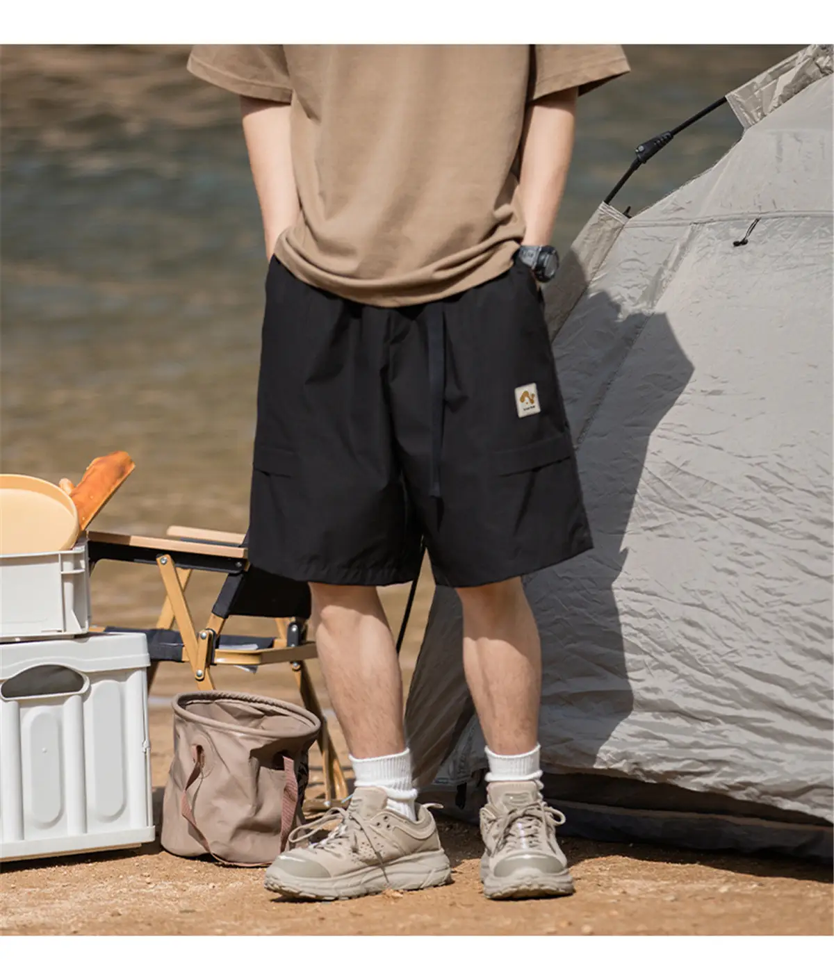 Korean Lu Men's Beige Belt Shorts Summer New — feature 19