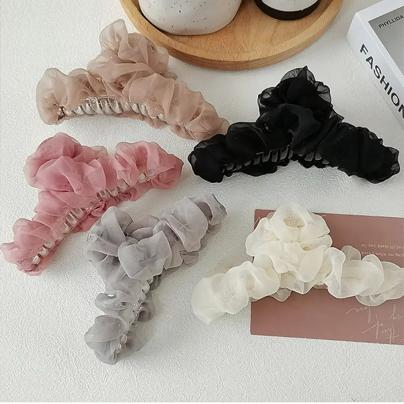 Feminine White Mesh Hair Clip for Women - Image 6