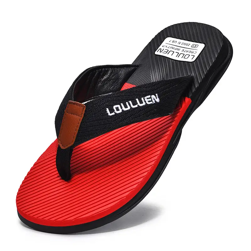 Men's Red Casual Flip Flops Non-Slip Soft Bottom