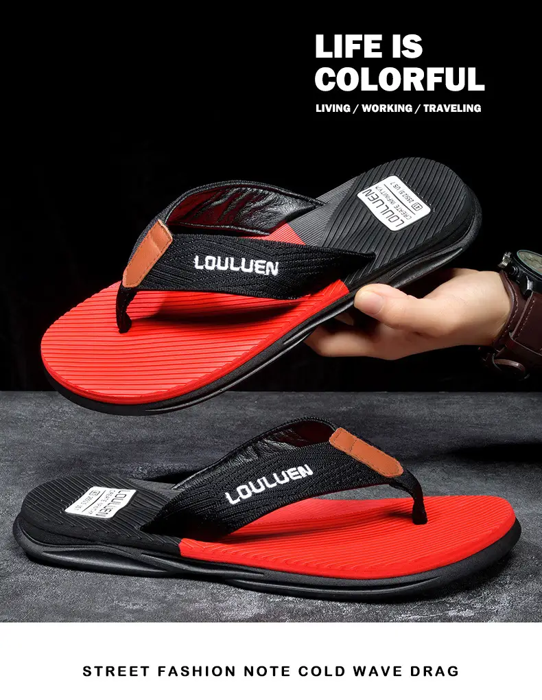 Men's Red Casual Flip Flops Non-Slip Soft Bottom — feature 6