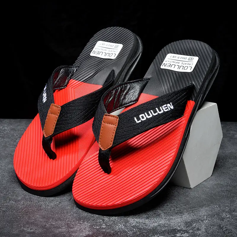 Men's Red Casual Flip Flops Non-Slip Soft Bottom