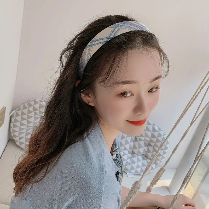 Plaid Adjustable Headband for Girls Summer Wear - Image 13
