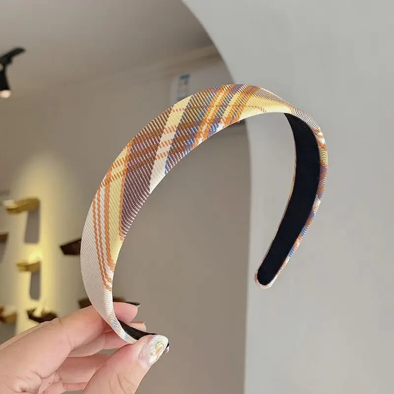 Plaid Adjustable Headband for Girls Summer Wear - Image 2