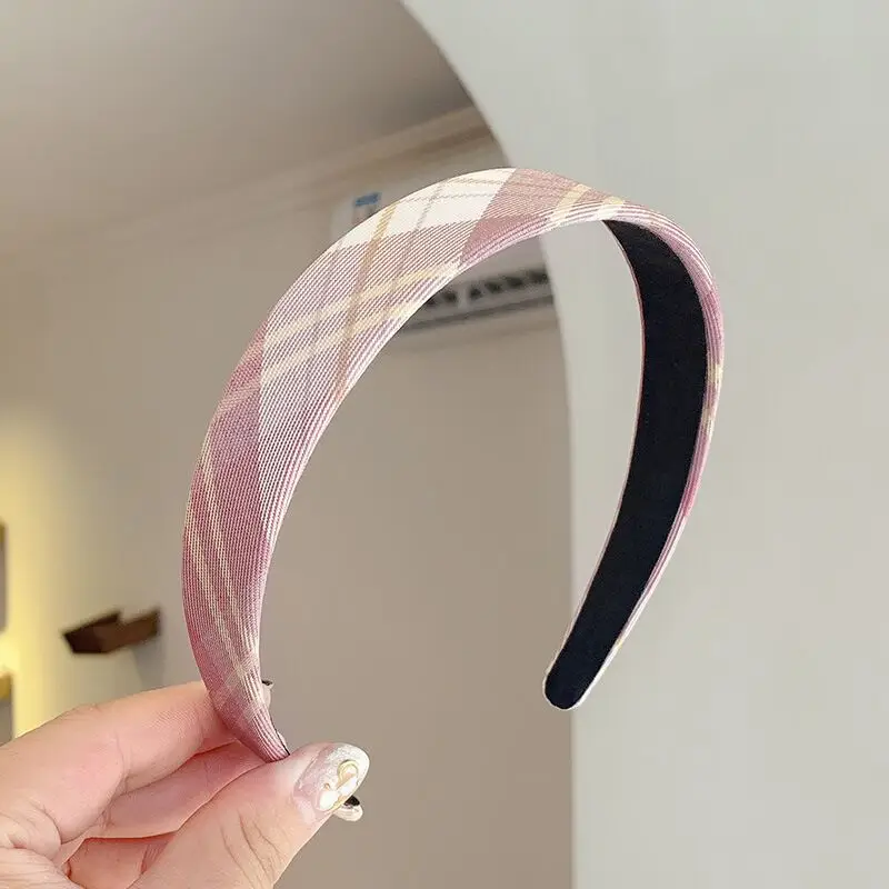 Plaid Adjustable Headband for Girls Summer Wear - Image 3