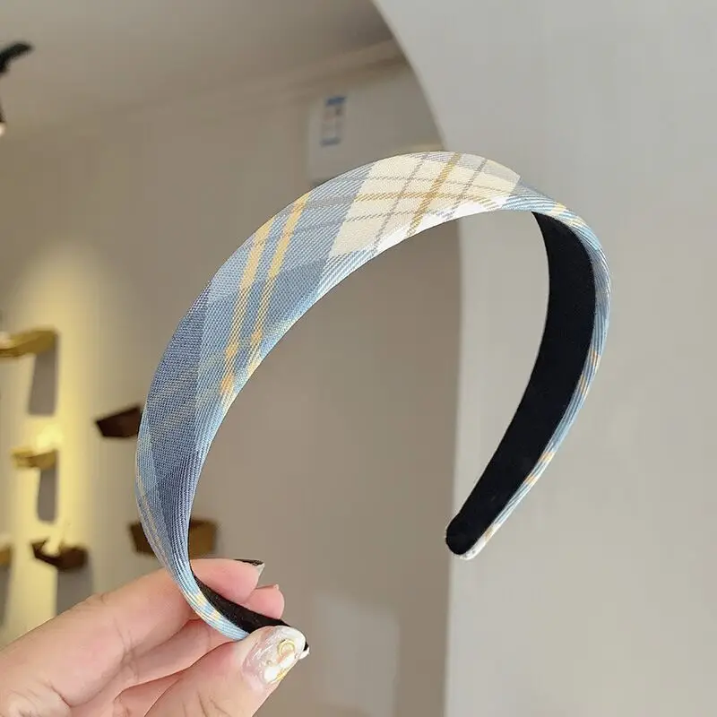 Plaid Adjustable Headband for Girls Summer Wear - Image 7