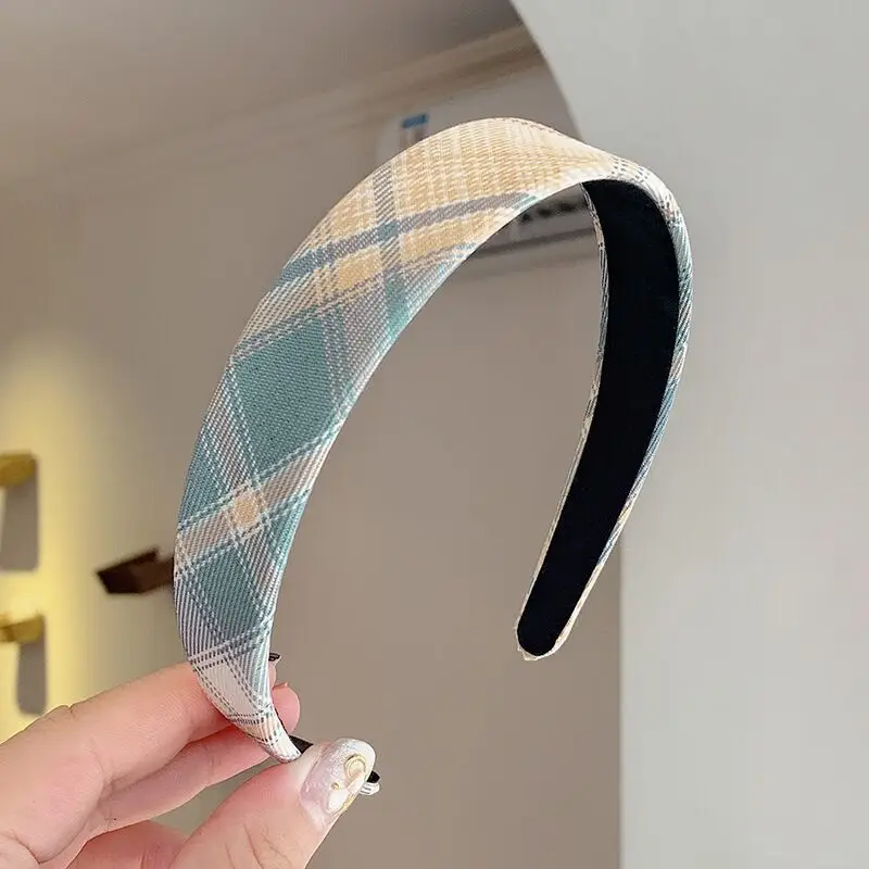 Plaid Adjustable Headband for Girls Summer Wear - Image 8