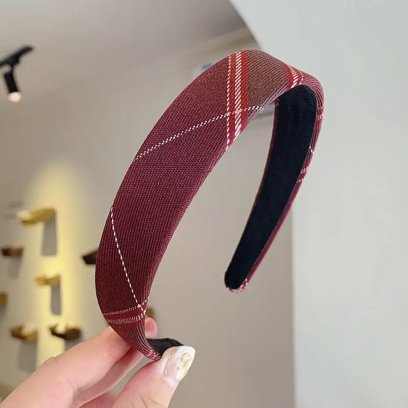Plaid Adjustable Headband for Girls Summer Wear - Image 9