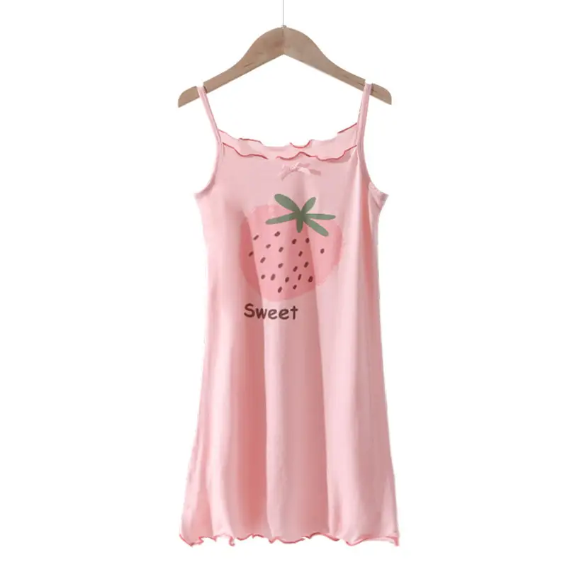 Yousse Children's Nightgown Women's Summer Thin Sling Nightgown Big Girl Princess Nightgown Sling Girls' Home Clothes