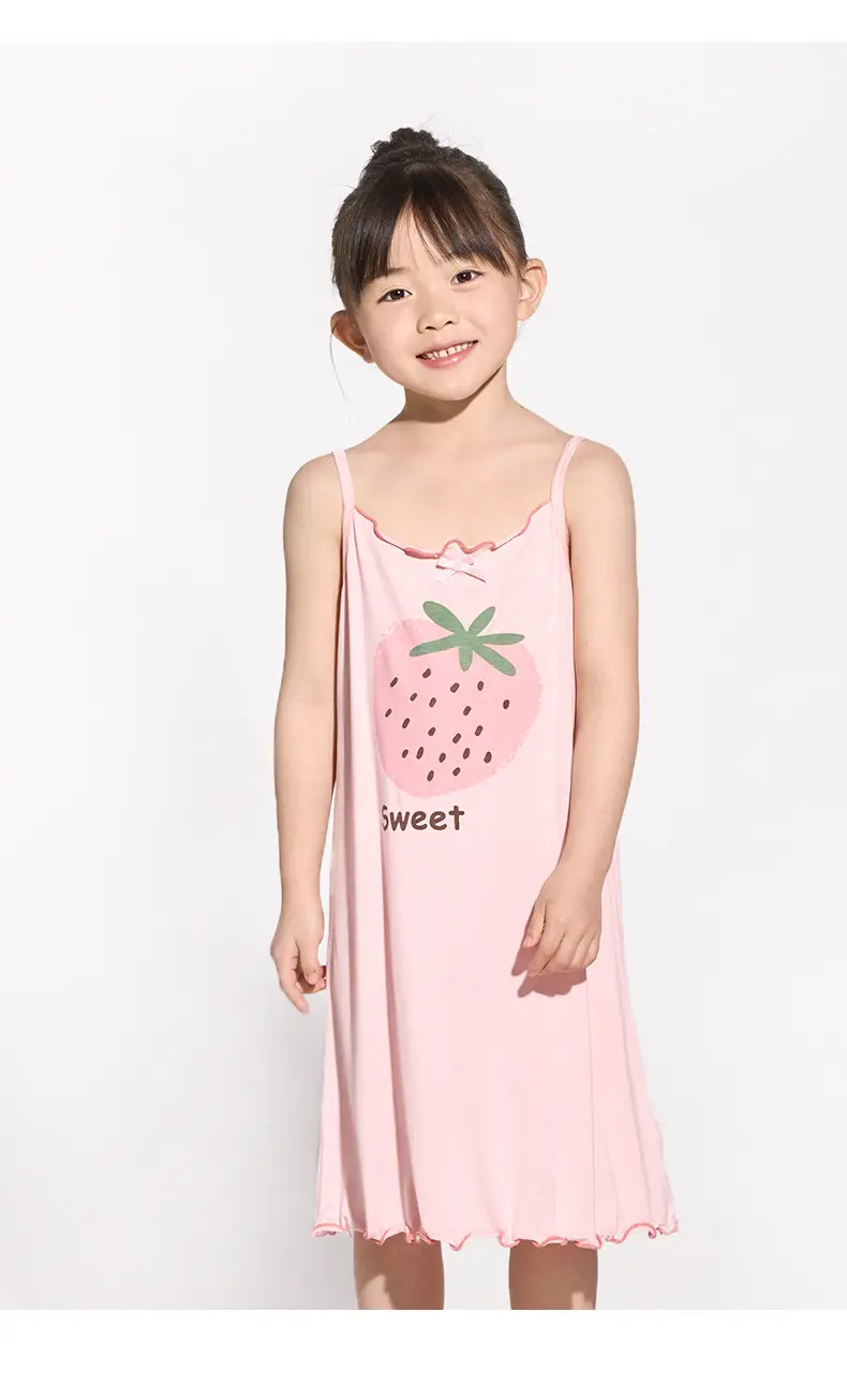 Yousse Children's Nightgown Women's Summer Thin Sling Nightgown Big Girl Princess Nightgown Sling Girls' Home Clothes — feature 15