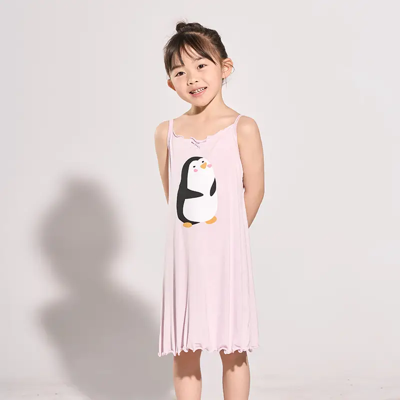 Yousse Children's Nightgown Women's Summer Thin Sling Nightgown Big Girl Princess Nightgown Sling Girls' Home Clothes