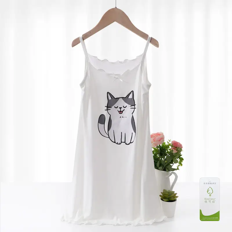 Yousse Children's Nightgown Women's Summer Thin Sling Nightgown Big Girl Princess Nightgown Sling Girls' Home Clothes