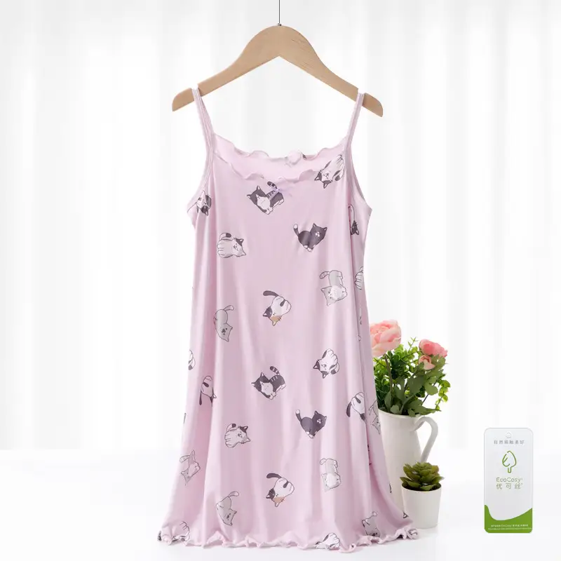 Yousse Children's Nightgown Women's Summer Thin Sling Nightgown Big Girl Princess Nightgown Sling Girls' Home Clothes